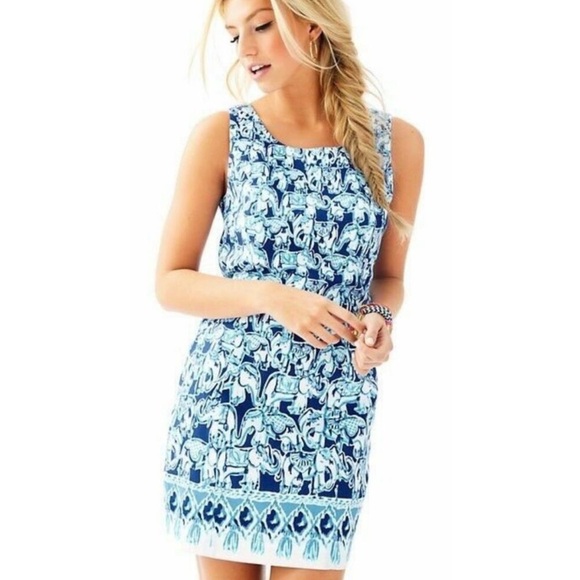 Lilly Pulitzer Dresses & Skirts - Lilly Pulitzer Cathy Shift Dress Trunky Elephants size 4